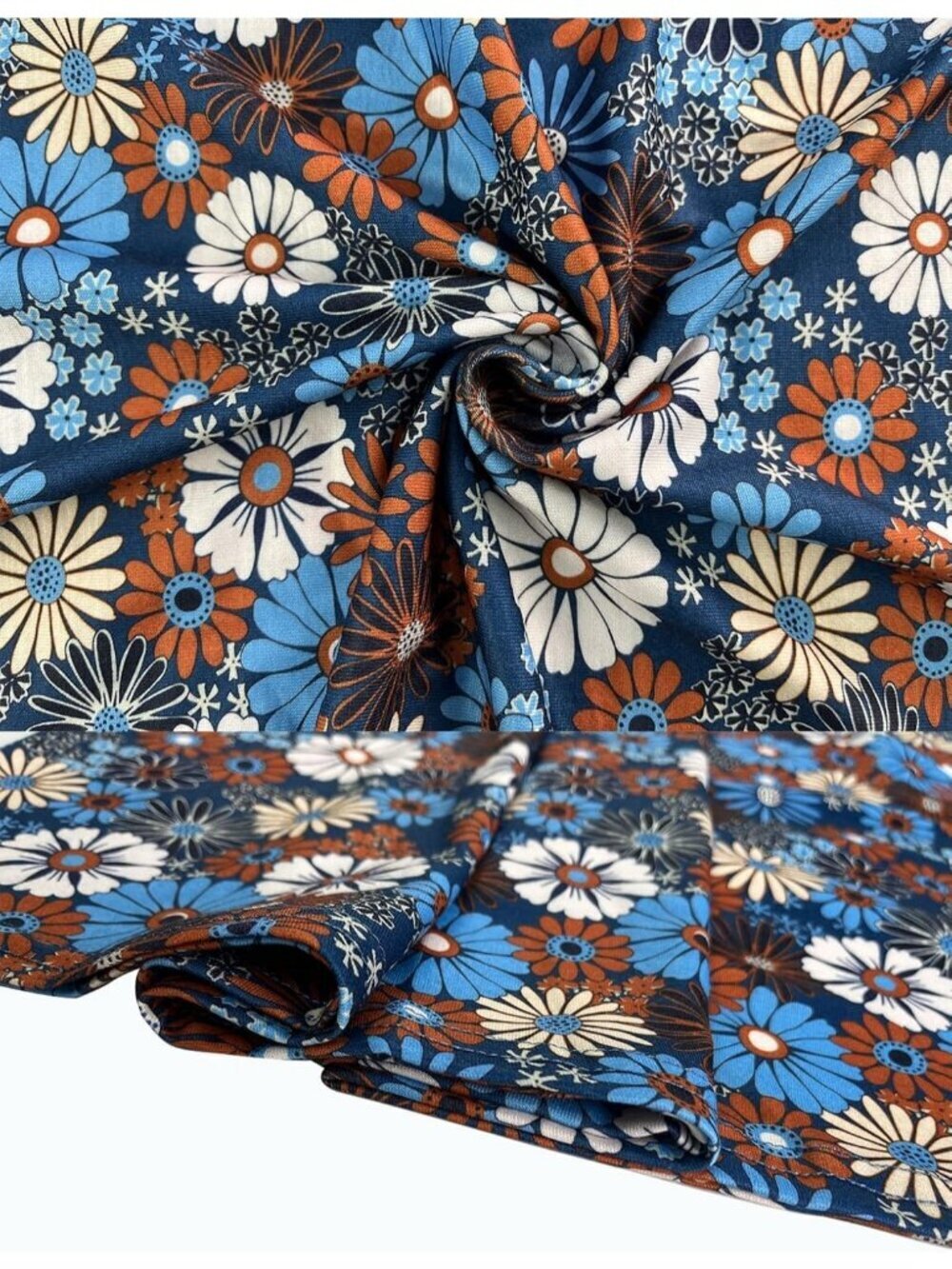 Women's Blue Floral Stylish T-shirt Sundress Casual Pockets Boho Tank Dress - Picture 5 of 6